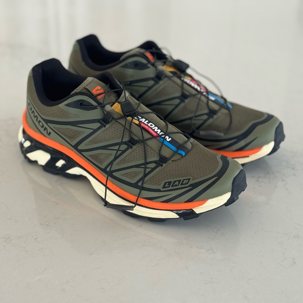 Salomon XT6 Green and Orange Trail Shoes